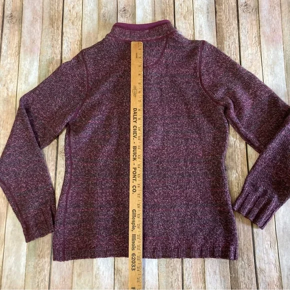 Woolrich 1/4 Zip Wool Blend Pullover Sweater Marled Fig Burgundy Women’s Medium - Picture 6 of 11